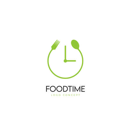 Food Time Logo Design Symbol Template Flat Style Vector Illustrationのイラスト素材