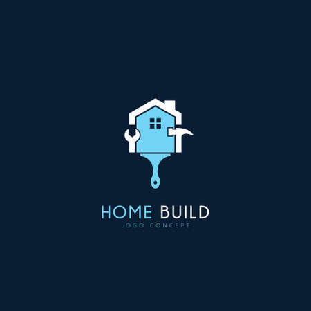Building with work tools as Logo Design Template Flat Style Vector Illustrationのイラスト素材