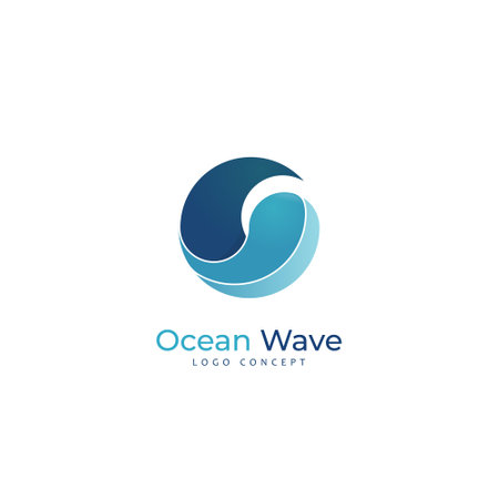 Ocean Wave Logo Design Template Flat Style Design Vectorのイラスト素材