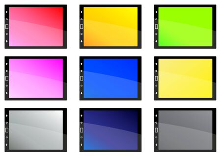 Black tablet pc on white background with coloured screens のイラスト素材