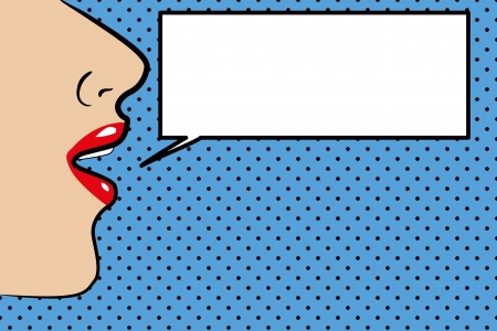 Pop art style womans face with space for textのイラスト素材