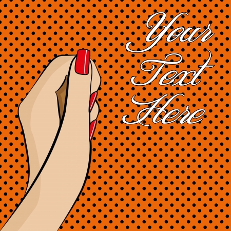 A pop art style womans hand with colourful background and space for text のイラスト素材