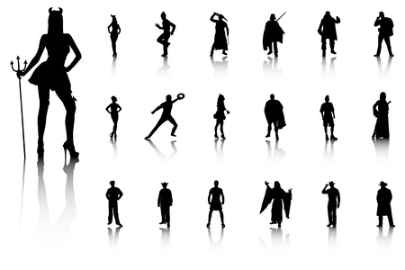 Set of sexy silhouettes in costumes のイラスト素材