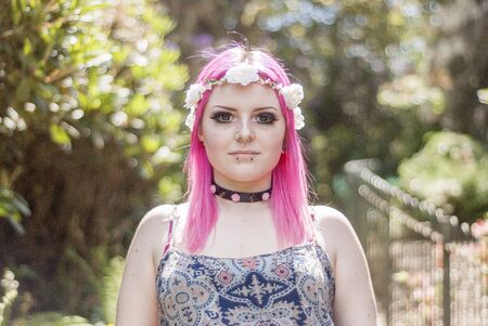 Beautiful Model in British Country Parkの写真素材