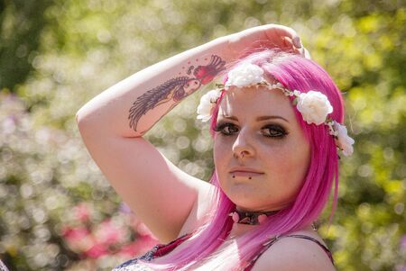 Beautiful Model in British Country Parkの写真素材