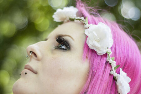 Beautiful Model in British Country Parkの写真素材