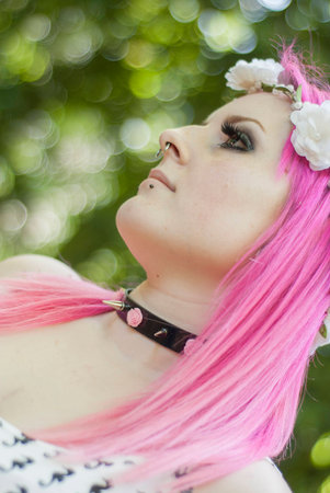 Beautiful Model in British Country Parkの写真素材