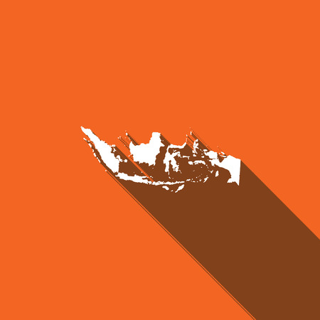 Long Shadow with the shape of the Country of Indonesiaの写真素材