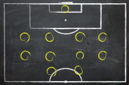 Illustrated close up of a black dirty chalkboard - Footballのイラスト素材