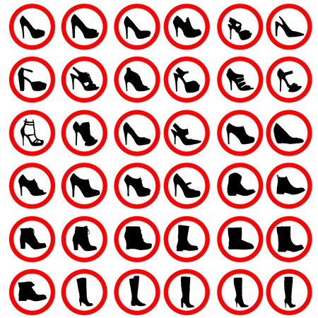 Illustrated Womens shoes and boots icon setのイラスト素材