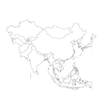 An Outline on clean background of the continent of Asiaの写真素材
