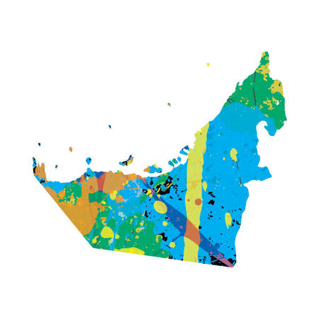 An Illustration of a colourfully filled outline of United Arab Emiratesの写真素材
