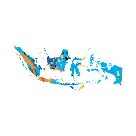 An Illustration of a colourfully filled outline of Indonesiaの写真素材