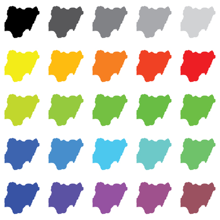 An Illustrated Outlines in a variety of colours of the Country of Nigeriaのイラスト素材
