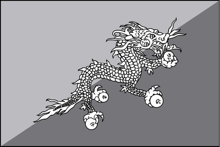 An Illustrated grayscale flag of the country of Bhutanのイラスト素材