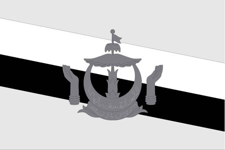 An Illustrated grayscale flag of the country of Bruneiのイラスト素材
