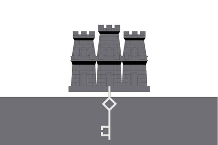 An Illustrated grayscale flag of the country of Gibraltarのイラスト素材