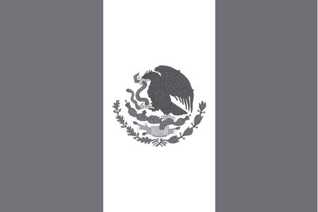 An Illustrated grayscale flag of the country of Mexicoのイラスト素材