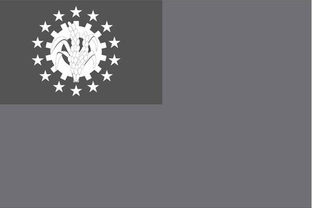 An Illustrated grayscale flag of the country of Myanmarのイラスト素材