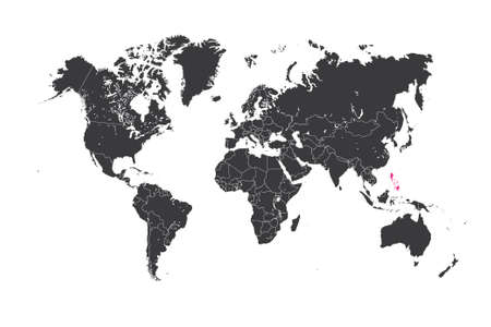 A Map of the world with a selected country of Philippinesの写真素材