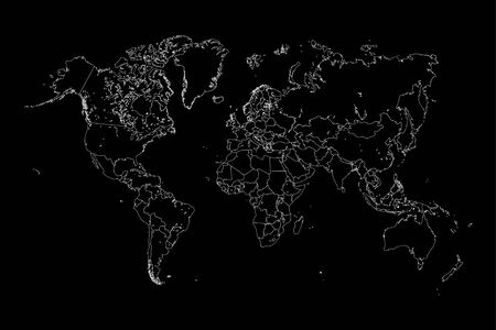 An Illustration of very fine outline of the world (with country borders)の写真素材