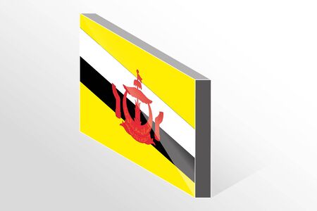 A 3D Isometric Flag Illustration of the country of  Bruneiのイラスト素材