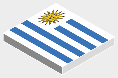 A 3D Isometric Flag Illustration of the country of  Uruguayのイラスト素材