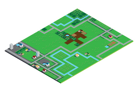 An Isometric Farming Scape Isolated on White Background