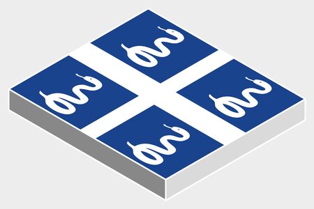 A 3D Isometric Flag Illustration of the country of  Martiniqueのイラスト素材