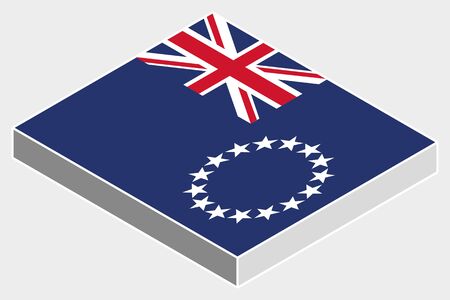 A 3D Isometric Flag Illustration of the country of  Cook Islandsの写真素材