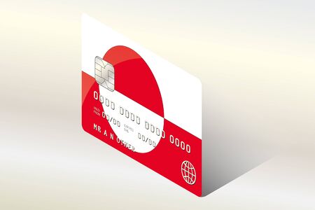 A 3D Isometric Flag Illustration of the country of  Greenlandのイラスト素材