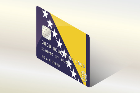 A 3D Isometric Flag Illustration of the country of  Bosniaのイラスト素材