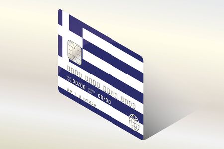 A 3D Isometric Flag Illustration of the country of  Greeceのイラスト素材