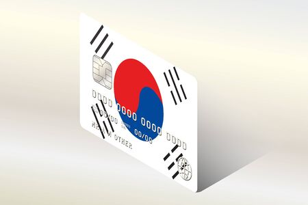 A 3D Isometric Flag Illustration of the country of  South Koreaのイラスト素材