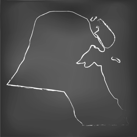 A Chalked map on a chalk board of  Kuwairのイラスト素材