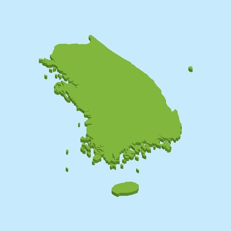 A 3D map on blue water background of  South Koreaのイラスト素材