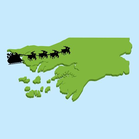 A 3D map on blue water with Santa background of  GuineaBissauのイラスト素材