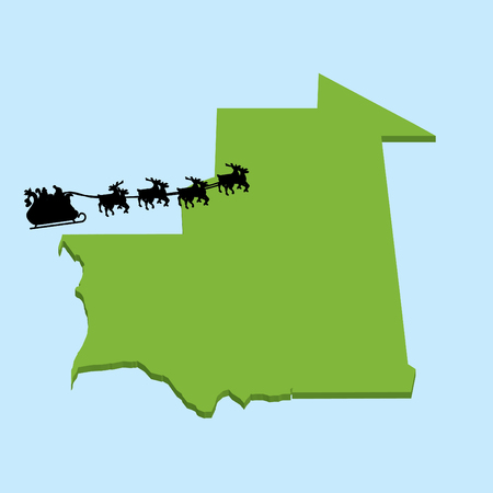 A 3D map on blue water with Santa background of  Mauritaniaのイラスト素材