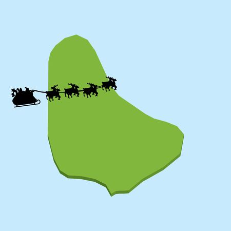A 3D map on blue water with Santa background of  Barbadosのイラスト素材