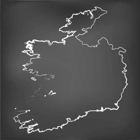 A Chalked map on a chalk board of  Irelandのイラスト素材