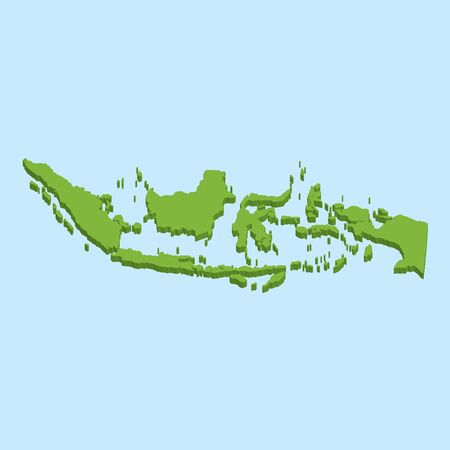 A 3D map on blue water background of  Indonesiaのイラスト素材