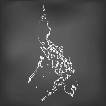 A Chalked map on a chalk board of  Philippinesのイラスト素材