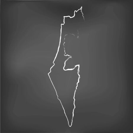 A Chalked map on a chalk board of  Israelのイラスト素材