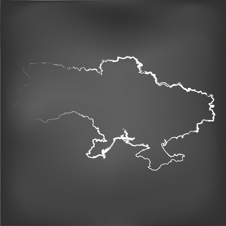 A Chalked map on a chalk board of  Ukraineのイラスト素材