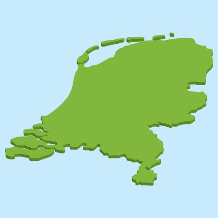 A 3D map on blue water background of  Netherlandsのイラスト素材