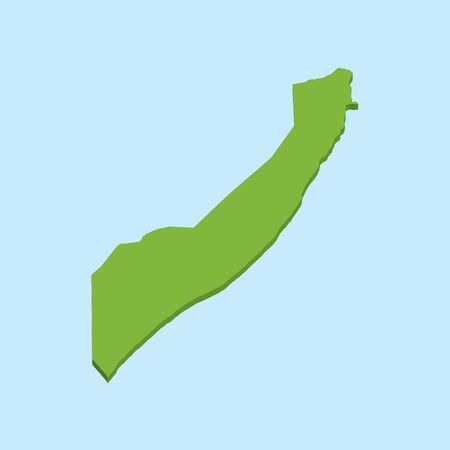 A 3D map on blue water background of  Somaliaのイラスト素材