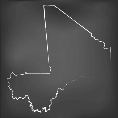 A Chalked map on a chalk board of  Maliのイラスト素材