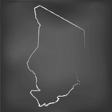 A Chalked map on a chalk board of  Chadのイラスト素材