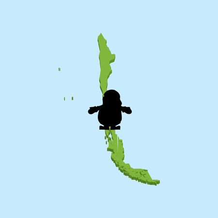 A 3D map on blue water with Santa background of  Chileのイラスト素材