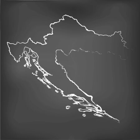 A Chalked map on a chalk board of  Croatiaのイラスト素材